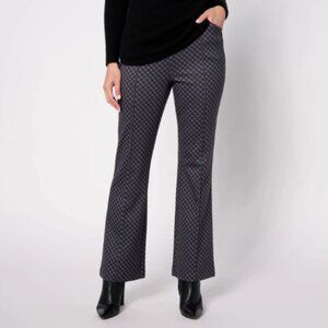 Isaac Mizrahi Live! Printed Ponte Baby Boot Cut Pants-Black-Tall 1X-NEW-A628059